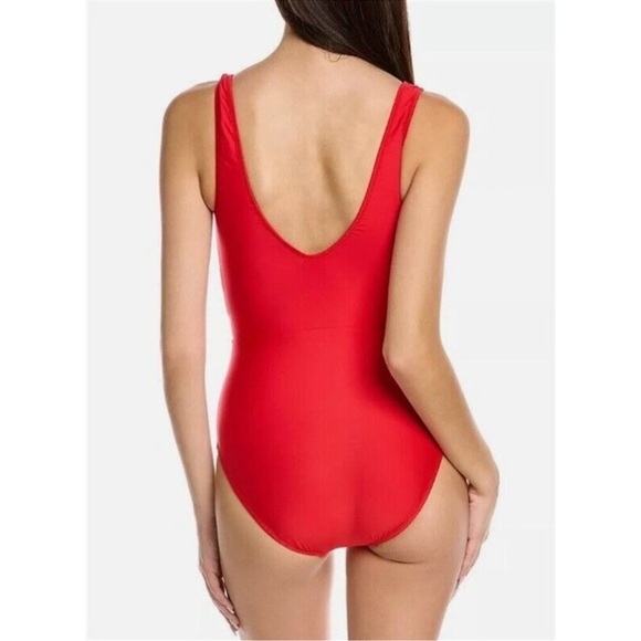 Hermoza Vera Colorblock One Piece Swimsuit in Pink / Poppyred Size 4 - Picture 2 of 7